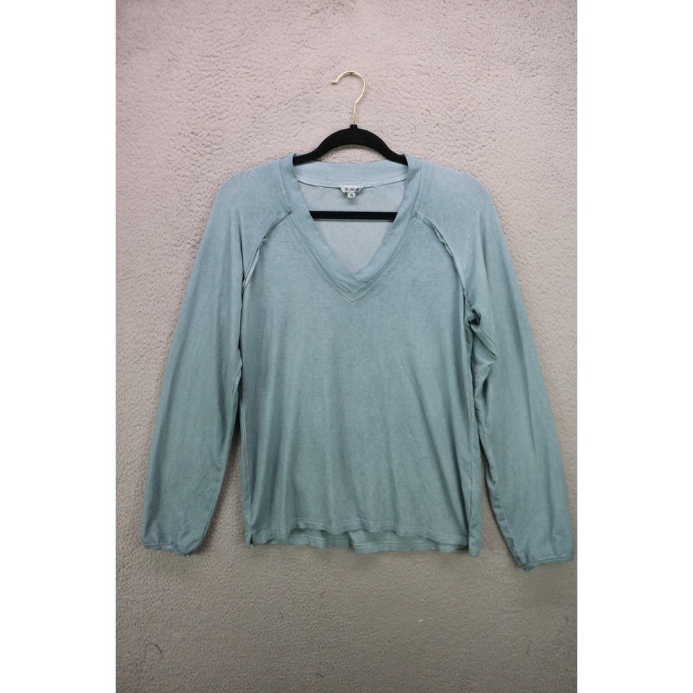 POL Long Puff Sleeve V Neck Stretchy Liquid Knit Top-Size Small-Minimalist